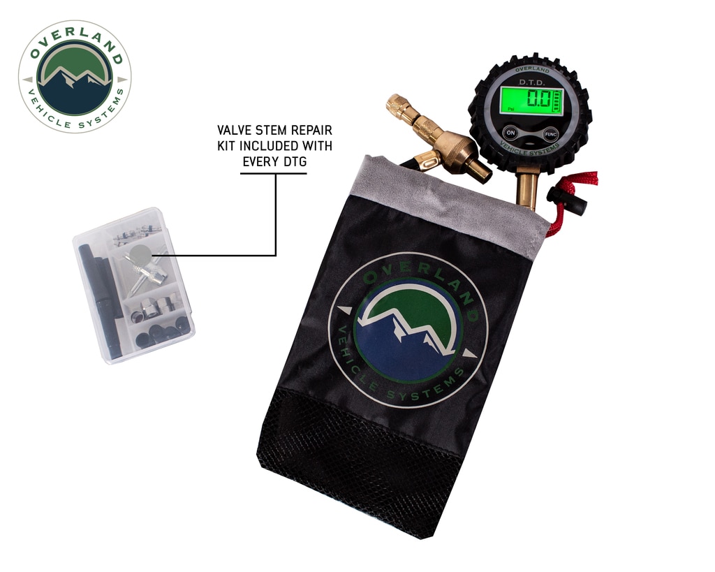 Overland Vehicle Systems Digital Tire Tire Deflator with Valve Kit & Storage Bag Universal