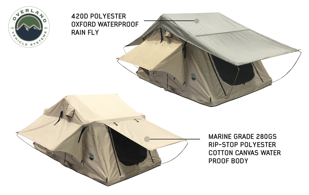 Overland Vehicle Systems Roof Top Tent 3 Person with Green Rain Fly TMBK