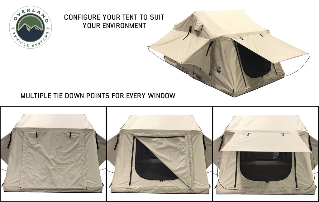 Overland Vehicle Systems Roof Top Tent 3 Person with Green Rain Fly TMBK