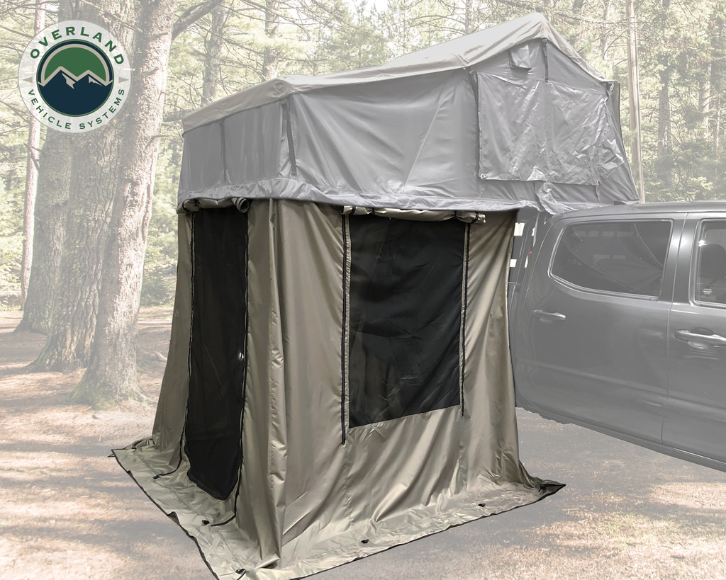 Overland Vehicle Systems Roof Top Tent 2 Person Extended Roof Top Tent With Annex Green/Gray Nomadic