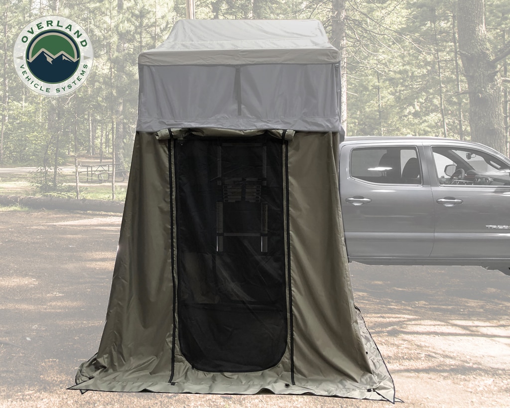 Overland Vehicle Systems Roof Top Tent 2 Person Extended Roof Top Tent With Annex Green/Gray Nomadic