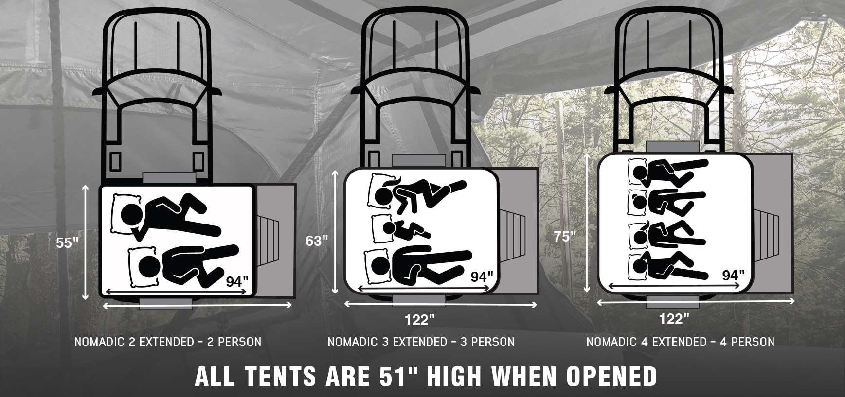 Overland Vehicle Systems Roof Top Tent 2 Person Extended Roof Top Tent Dark Gray Base With Green Rain Fly With Bonus Pack Nomadi