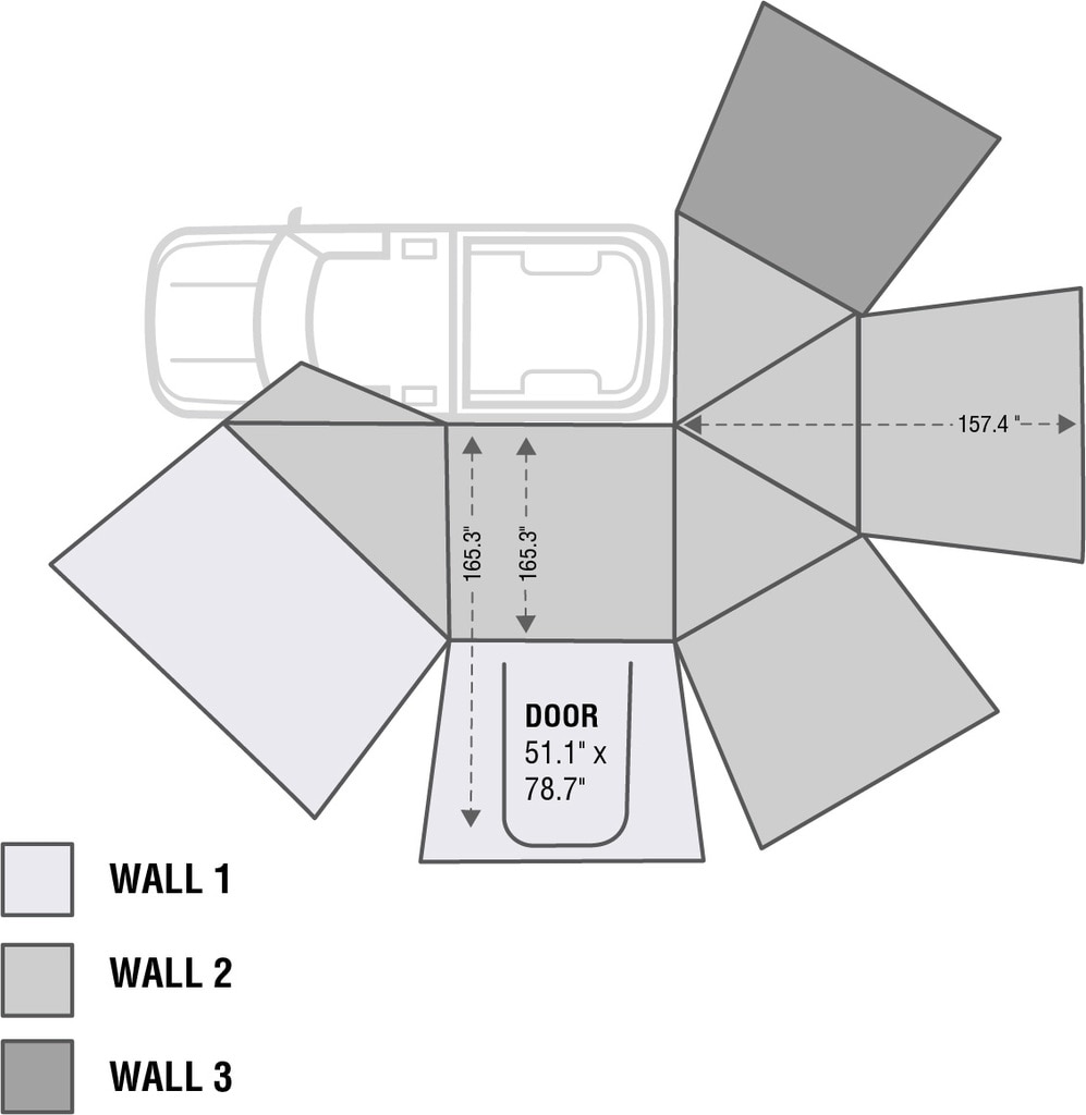 Overland Vehicle Systems Nomadic 270 Drivers Side Awning Wall 1