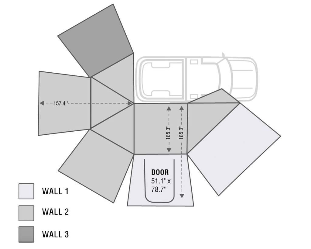 Overland Vehicle Systems Nomadic 270 Passenger Side Awning Wall 2