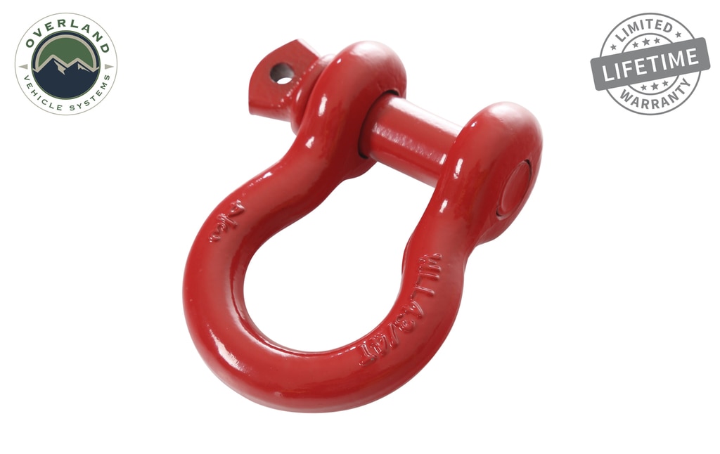 Overland Vehicle Systems Recovery Shackle 3/4 Inch 4.75 Ton Steel Gloss Red