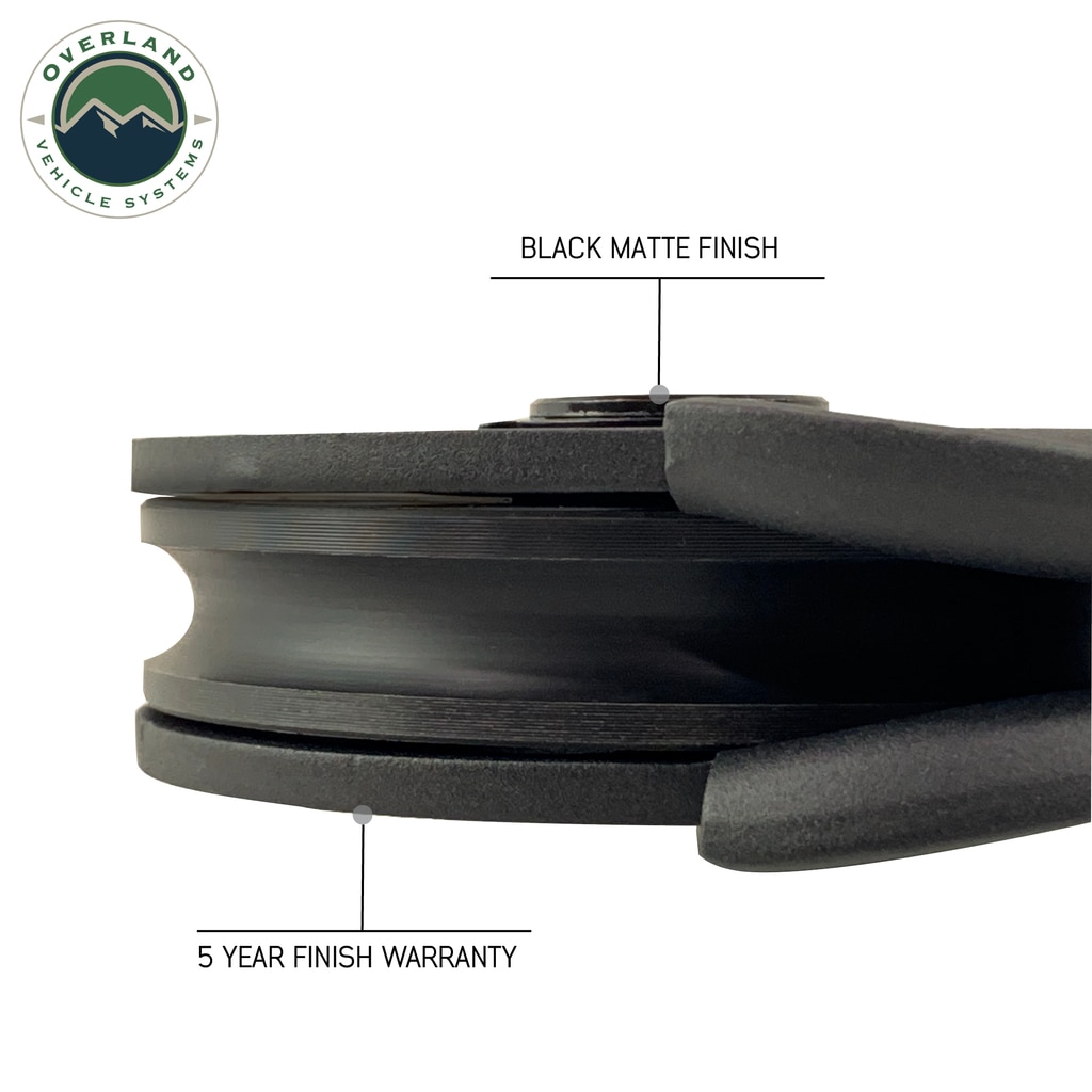 Overland Vehicle Systems Snatch Block Heavy Duty Matte Black Steel