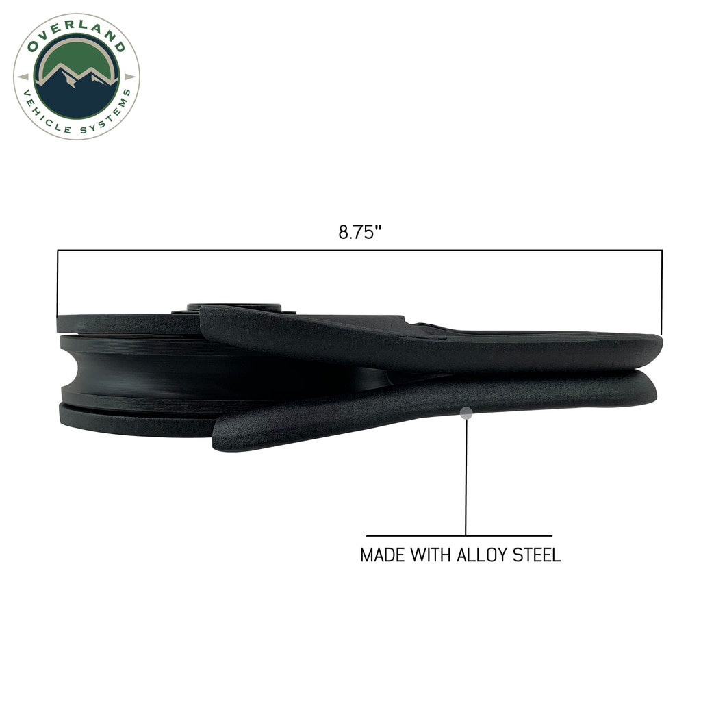 Overland Vehicle Systems Snatch Block Heavy Duty Matte Black Steel