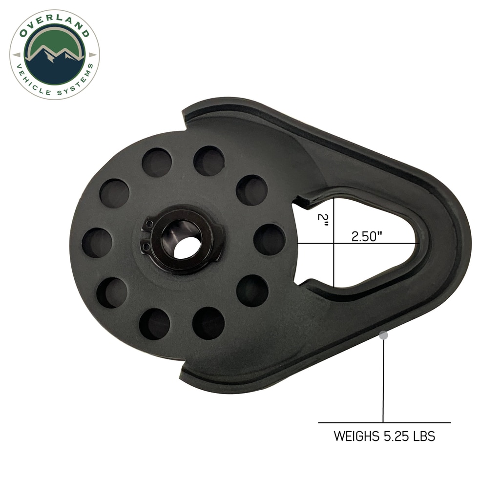 Overland Vehicle Systems Snatch Block Heavy Duty Matte Black Steel