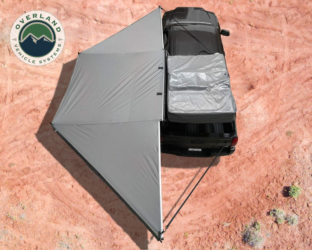 Overland Vehicle Systems Awning 180 Degree Dark Gray Cover With Black Cover Universal Nomadic