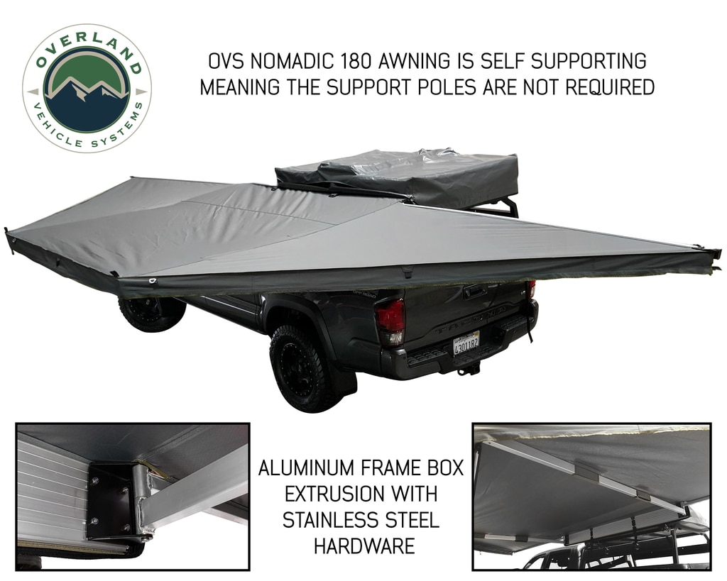 Overland Vehicle Systems Awning 180 Degree Dark Gray Cover With Black Cover Universal Nomadic