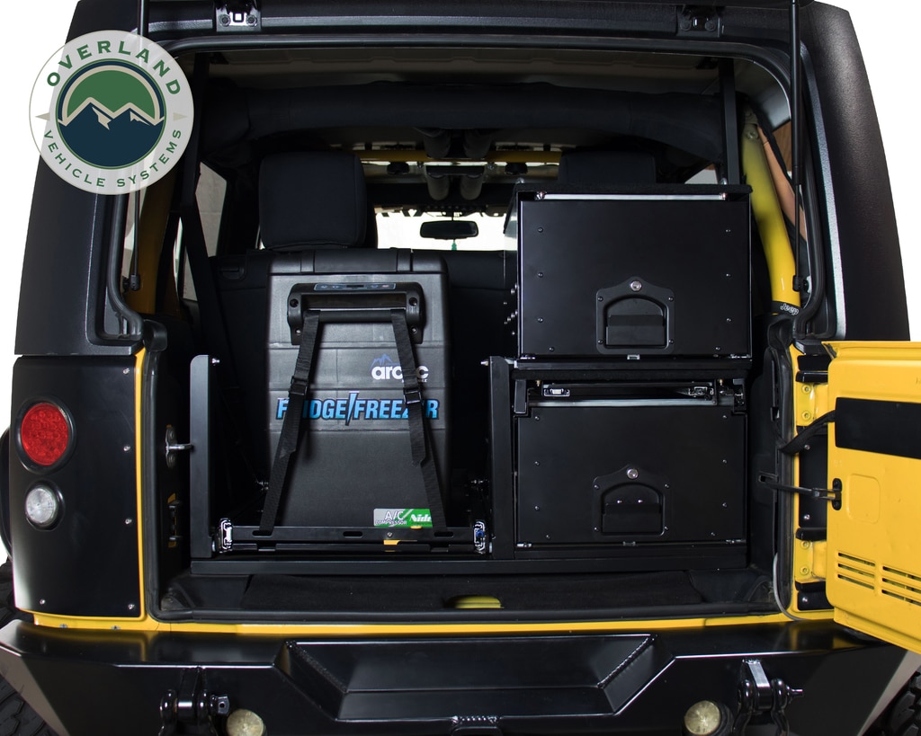 Overland Vehicle Systems Cargo Box With Slide Out Drawer & Working Station Size Black Powder Coat Universal