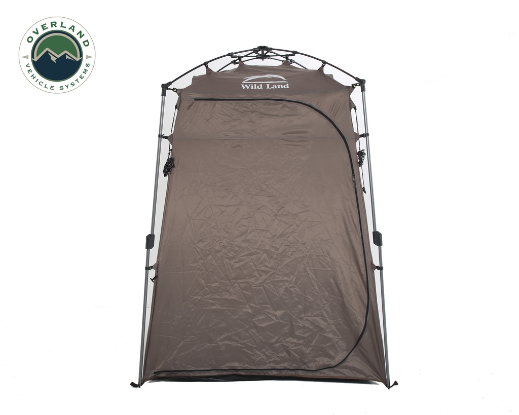 Overland Vehicle Systems Portable Shower and Privacy Room Retractable Floor, Amenity Pouches 5x7 Foot Quick Set Up