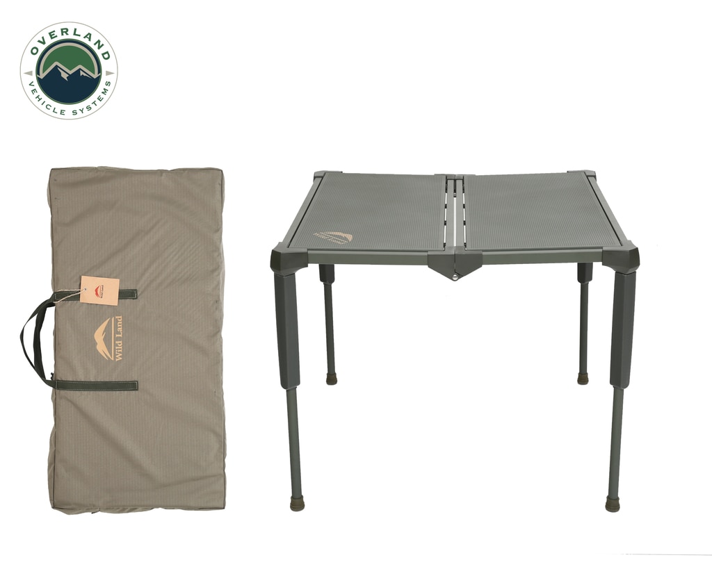 Overland Vehicle Systems Camping Table Folding Portable Camping Table Large With Storage Case Wild Land