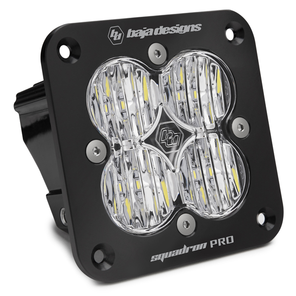 Baja Designs Flush Mount LED Light Pod Black Clear Lens Wide Cornering Pattern Squadron Pro