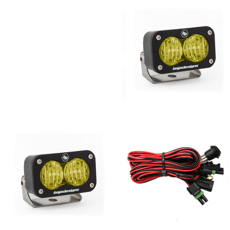 Baja Designs LED Work Light Amber Lens Wide Cornering Pattern Pair S2 Sport