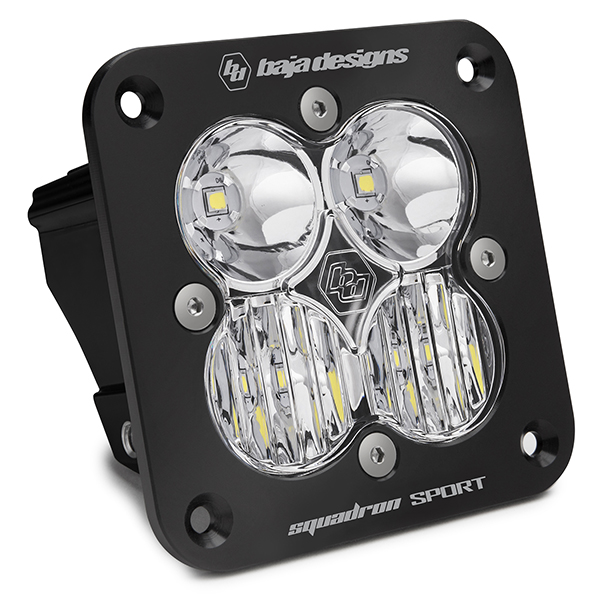 Baja Designs Flush Mount LED Light Pod Black Clear Lens Driving/Combo Pattern Squadron Sport