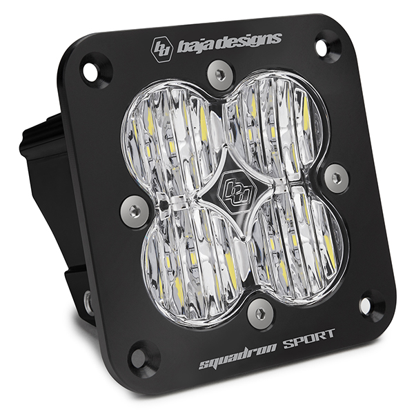 Baja Designs Flush Mount LED Light Pod Black Clear Lens Wide Cornering Pattern Squadron Sport