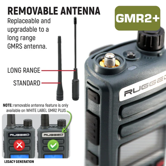 Rugged Radios GMR2 PLUS - GMRS / FRS Two Way Handheld Radio