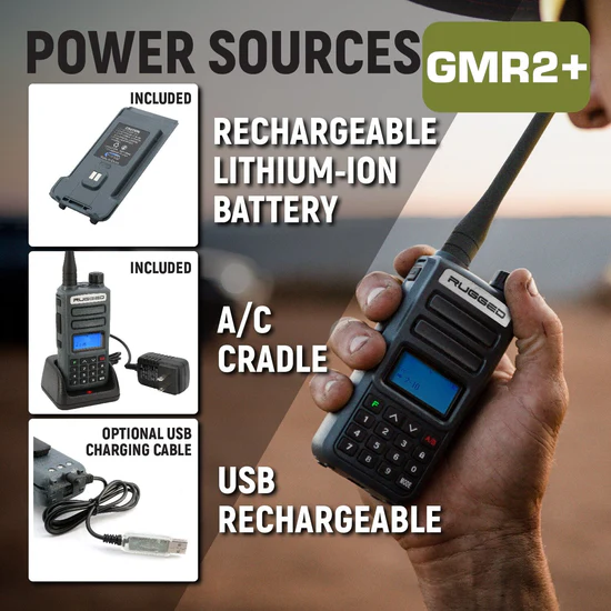 Rugged Radios GMR2 PLUS - GMRS / FRS Two Way Handheld Radio