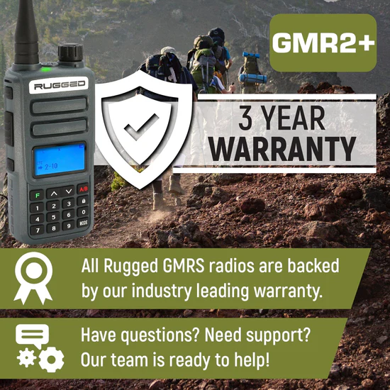 Rugged Radios GMR2 PLUS - GMRS / FRS Two Way Handheld Radio